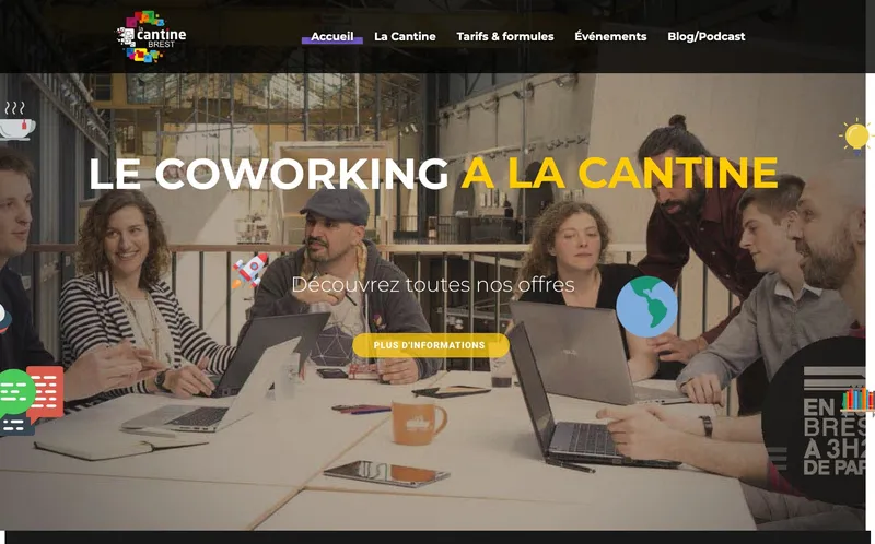 Coworking La Cantine Brest : Photo de l'espace de coworking situé 20 Rue Duquesne à Brest (29200)