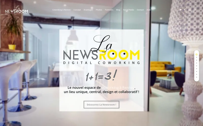 La Newsroom Chateaubriand : Photo de l'espace de coworking situé 25 Quai Chateaubriand à Rennes (35000)