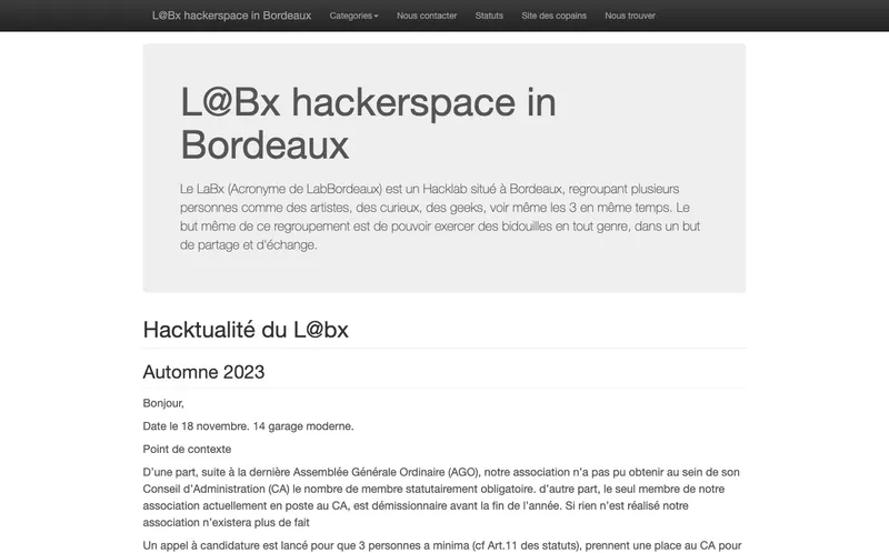 Labx : Photo du hackerspace situé 2 Rue Marc Sangnier à Bègles (33130)