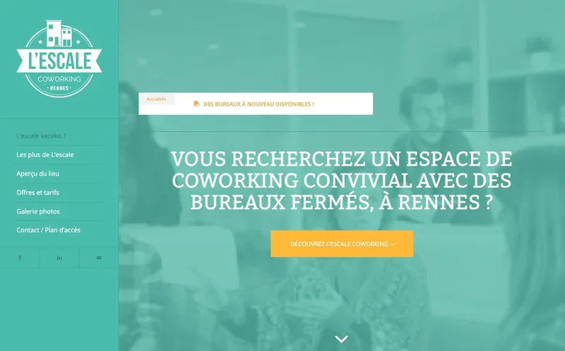 L'Escale Coworking : Photo de l'espace de coworking situé 59 Rue Jean Jouvenet à Rennes (35200)