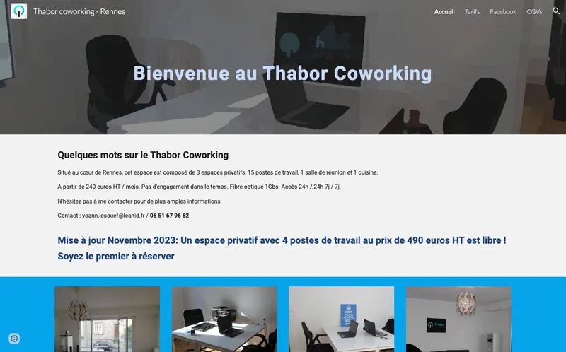 Thabor Coworking : Photo de l'espace de coworking situé 14 Rue Waldeck Rousseau à Rennes (35700)