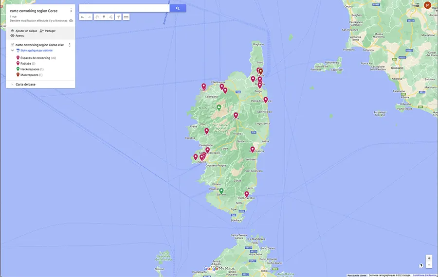 Carte Coworking Corse Carte Coworking Corse