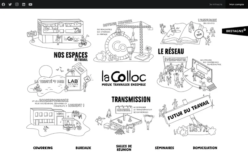 Coworking La Colloc : Photo de l'espace de coworking situé 42 Avenue De La Perrière à Lorient (56100)