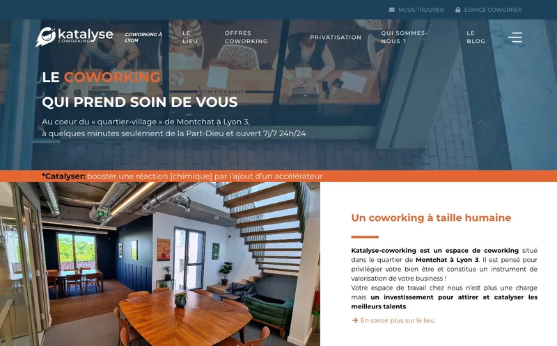 Katalyse Coworking : Photo de l'espace de coworking situé 80 Cours Docteur Long à Lyon (69003)