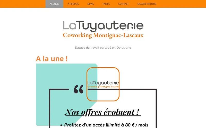 La Tuyauterie Coworking Montignac Lascaux : Photo de l'espace de coworking situé 3 Avenue De Lascaux à Montignac (24290)