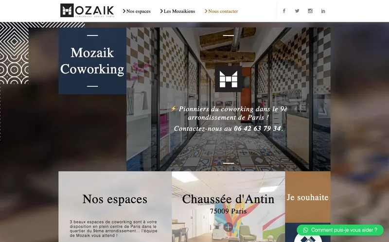 Mozaik Bienfaisance : Photo de l'espace de coworking situé 48 Rue De La Bienfaisance à Paris (75008)