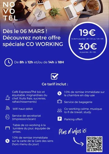 HOTEL NOVOTEL BORDEAUX GARE: espace de coworking à Bordeaux: Photo des locaux, adresse, horaires et tarifs pour réserver un espace de travail HOTEL NOVOTEL BORDEAUX GARE: espace de coworking à Bordeaux: Photo des locaux, adresse, horaires et tarifs pour réserver un espace de travail